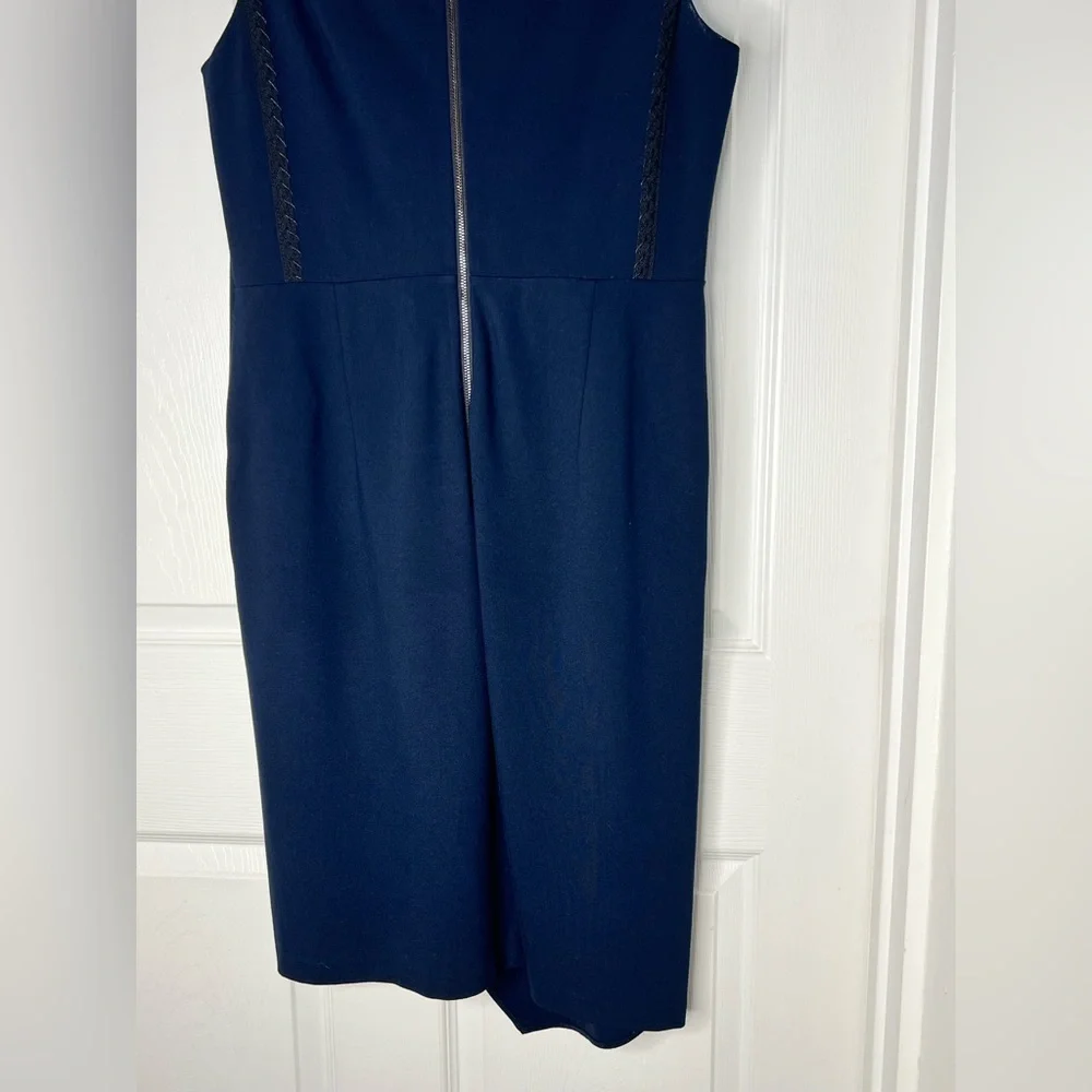 Kobi Halperin Navy Blue Jae Knit Faux Wrap Sheath  Dress Sz 10 - Picture 5 of 10